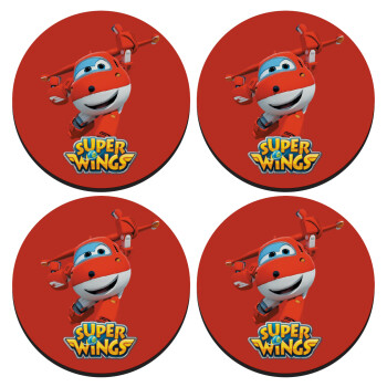Super Wings, ΣΕΤ 4 Σουβέρ ξύλινα στρογγυλά (9cm)