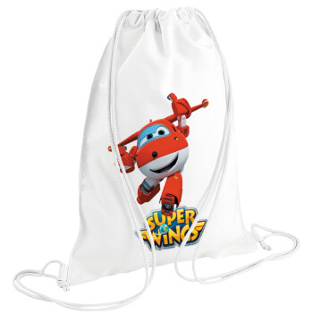 Super Wings, Backpack pouch GYMBAG white (28x40cm)