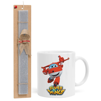 Super Wings, Easter Set, Ceramic Cup (330ml) & Easter aromatic flat candle (30cm) (GRAY)