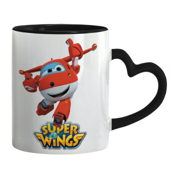 Super Wings, Mug heart black handle, ceramic, 330ml