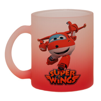 Super Wings, Κούπα γυάλινη δίχρωμη με βάση το κόκκινο ματ, 330ml