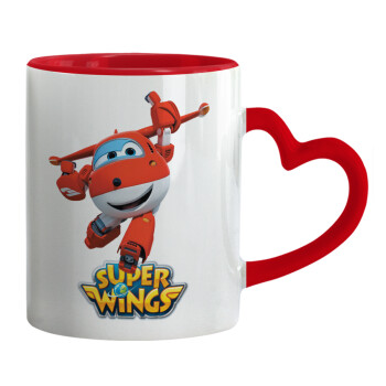 Super Wings, Mug heart red handle, ceramic, 330ml