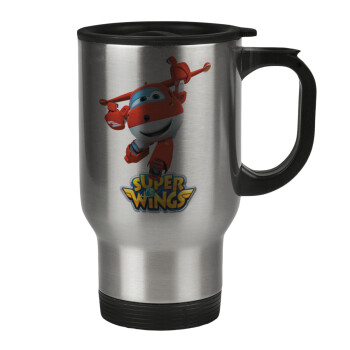 Super Wings, Stainless steel travel mug with lid, double wall 450ml