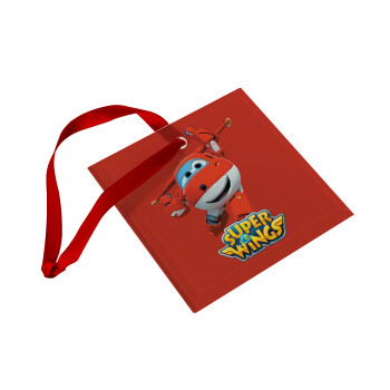 Super Wings, Στολίδι Χριστουγεννιάτικο στολίδι γυάλινο τετράγωνο 9x9cm
