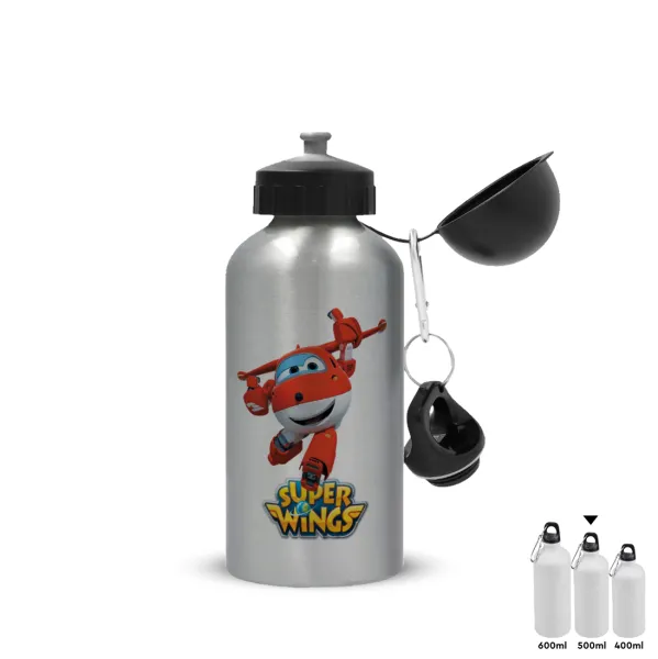 Super Wings — Metallic water jug, Silver, aluminum 500ml