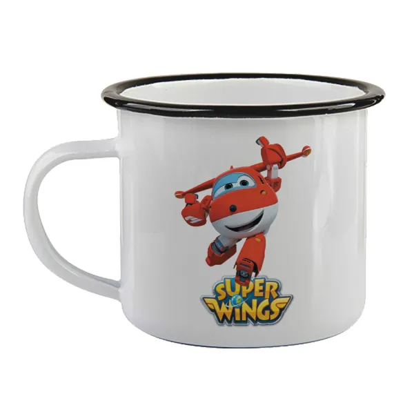 Super Wings — Enamel mug with black rim, 360ml