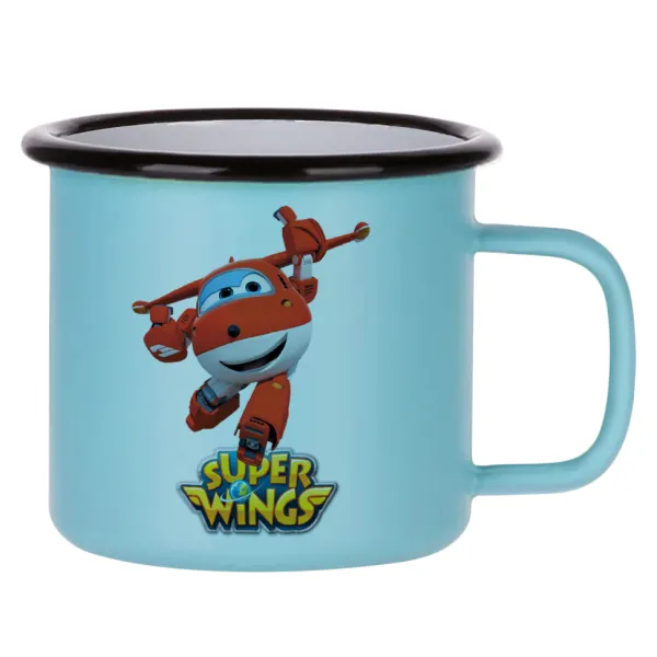Super Wings — Κούπα Μεταλλική εμαγιέ ΜΑΤ σιέλ 360ml