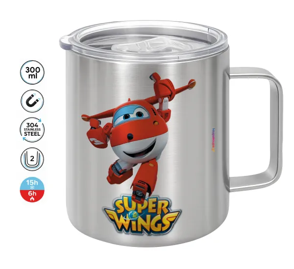 Super Wings — Double-walled stainless steel mug 300ml with temperature-retaining lid