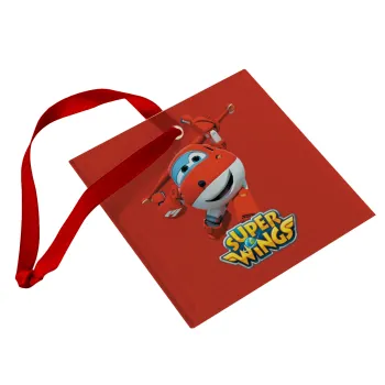 Super Wings, Στολίδι Χριστουγεννιάτικο στολίδι γυάλινο τετράγωνο 9x9cm