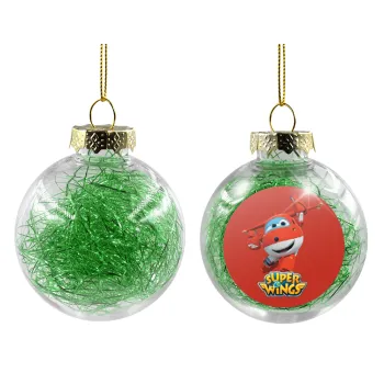 Super Wings, Transparent Christmas tree ball ornament with green filling 8cm