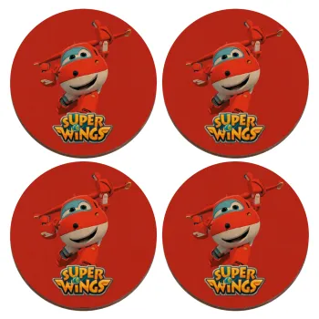 Super Wings, ΣΕΤ x4 Σουβέρ ξύλινα στρογγυλά plywood (9cm)