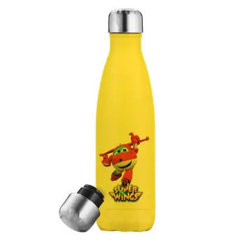 Super Wings, Yellow Stainless Steel Metallic Thermos, double-walled, 500ml