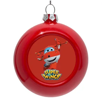 Super Wings, Red Christmas tree ornament bauble 8cm