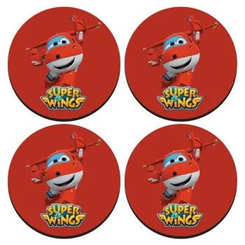 Super Wings, SET of 4 round wooden coasters (9cm)