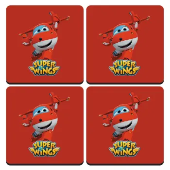 Super Wings, ΣΕΤ 4 Σουβέρ ξύλινα τετράγωνα (9cm)