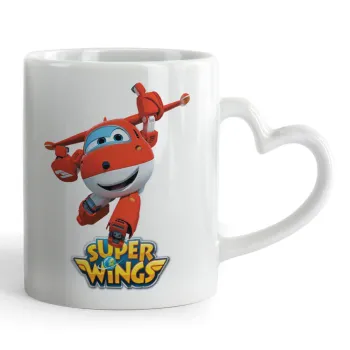 Super Wings, Κούπα καρδιά χερούλι λευκή, κεραμική, 330ml
