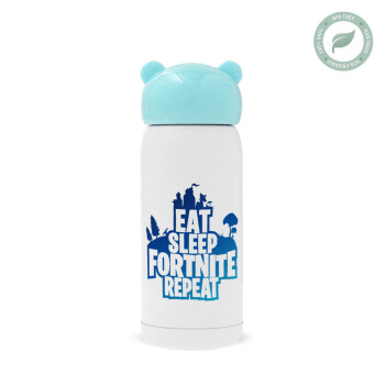 Eat Sleep Fortnite Repeat, Γαλάζιο ανοξείδωτο παγούρι θερμό (Stainless steel), 320ml