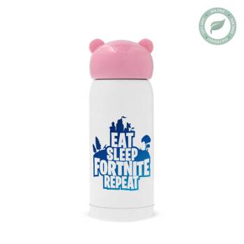 Eat Sleep Fortnite Repeat, Ροζ ανοξείδωτο παγούρι θερμό (Stainless steel), 320ml
