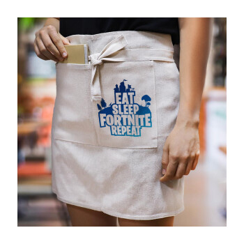 Eat Sleep Fortnite Repeat, Ποδιά Μέσης με διπλή τσέπη Barista/Bartender, Beige