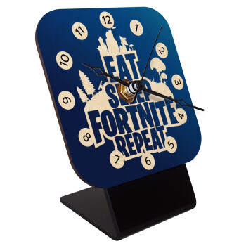Eat Sleep Fortnite Repeat, Quartz Table clock in natural wood (10cm)