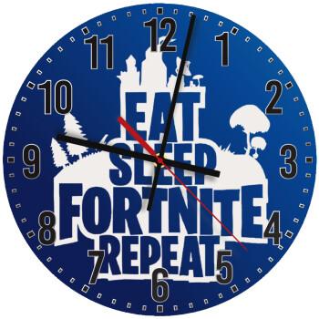 Eat Sleep Fortnite Repeat, Ρολόι τοίχου ξύλινο (30cm)