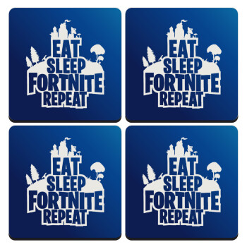 Eat Sleep Fortnite Repeat, ΣΕΤ 4 Σουβέρ ξύλινα τετράγωνα (9cm)