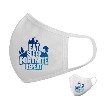 Eat Sleep Fortnite Repeat, Μάσκα υφασμάτινη υψηλής άνεσης παιδική (Δώρο πλαστική θήκη)