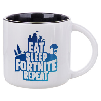 Eat Sleep Fortnite Repeat, Κούπα κεραμική 400ml Λευκή/Μαύρη
