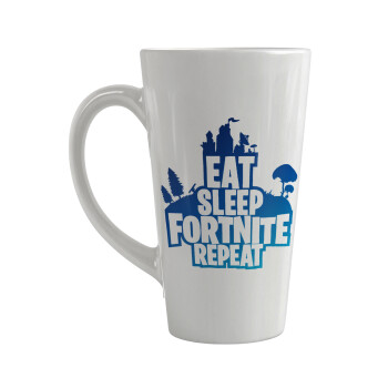 Eat Sleep Fortnite Repeat, Κούπα κωνική Latte Μεγάλη, κεραμική, 450ml