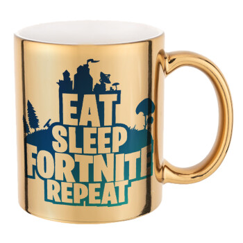 Eat Sleep Fortnite Repeat, Mug ceramic, gold mirror, 330ml