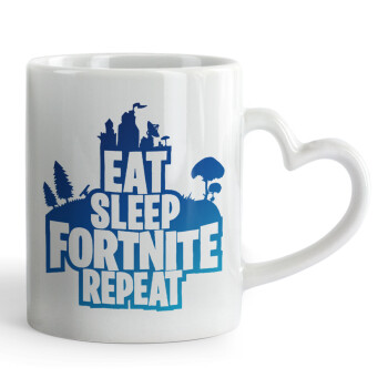 Eat Sleep Fortnite Repeat, Mug heart handle, ceramic, 330ml
