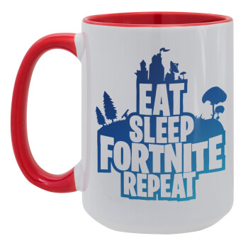 Eat Sleep Fortnite Repeat, Κούπα Mega 15oz, κεραμική Κόκκινη, 450ml