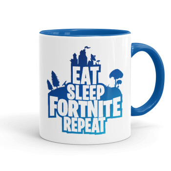 Eat Sleep Fortnite Repeat, Mug colored blue, ceramic, 330ml