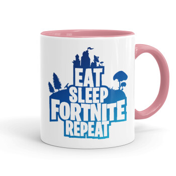 Eat Sleep Fortnite Repeat, Mug colored pink, ceramic, 330ml