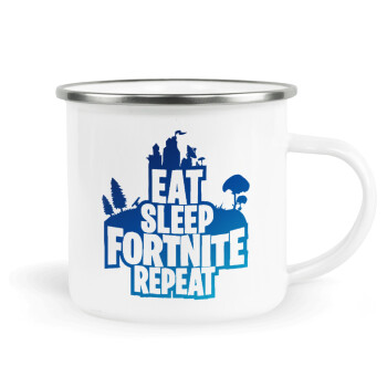Eat Sleep Fortnite Repeat, Metallic enamel cup white 360ml