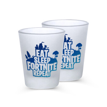 Eat Sleep Fortnite Repeat, Σφηνοπότηρα γυάλινα 45ml του πάγου (2 τεμάχια)