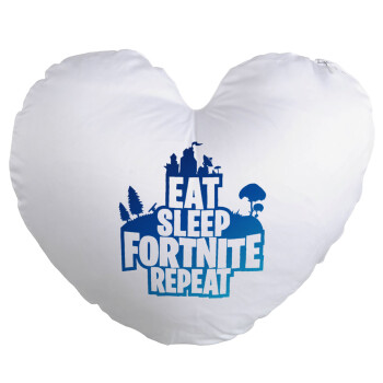 Eat Sleep Fortnite Repeat, Μαξιλάρι καναπέ καρδιά 40x40cm περιέχεται το  γέμισμα