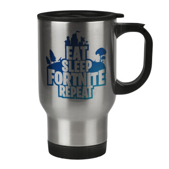 Eat Sleep Fortnite Repeat, Stainless steel travel mug with lid, double wall 450ml