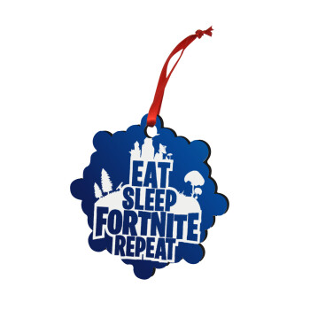 Eat Sleep Fortnite Repeat, Χριστουγεννιάτικο στολίδι snowflake ξύλινο 7.5cm