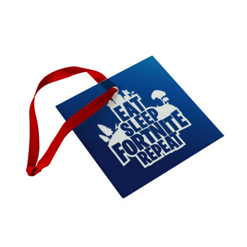 Eat Sleep Fortnite Repeat, Christmas ornament, glass square ornament 9x9cm