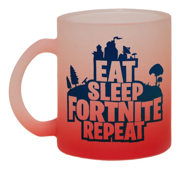 Eat Sleep Fortnite Repeat — Two-tone glass mug with matte red base, 330ml