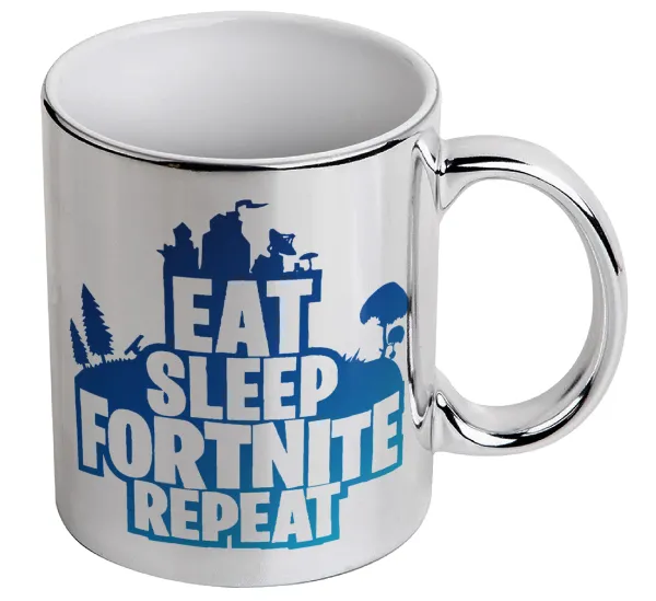 Eat Sleep Fortnite Repeat — Mug ceramic, silver mirror, 330ml