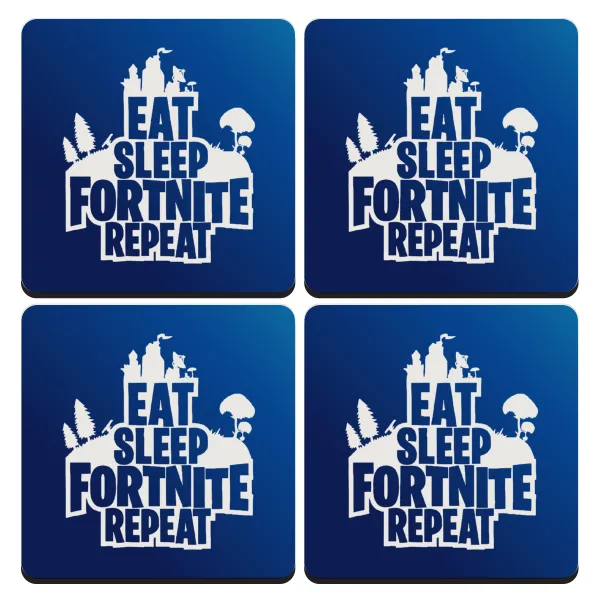 Eat Sleep Fortnite Repeat — Σουβέρ ξύλινα τετράγωνα (9cm)