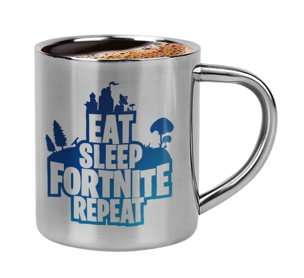 Eat Sleep Fortnite Repeat — Κουπάκι μεταλλικό διπλού τοιχώματος για espresso (220ml)