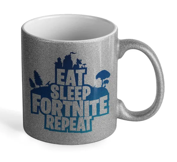 Eat Sleep Fortnite Repeat — Glitter Ασημένια