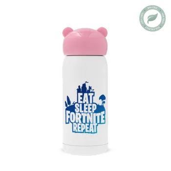 Eat Sleep Fortnite Repeat, Pink stainless steel thermal flask, 320ml