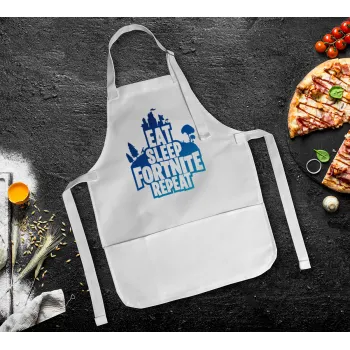 Eat Sleep Fortnite Repeat, Ποδιά Σεφ Ολόσωμη Παιδική (με ρυθμιστικά και 2 τσέπες)