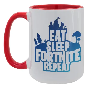 Eat Sleep Fortnite Repeat, Κούπα Mega 15oz, κεραμική Κόκκινη, 450ml