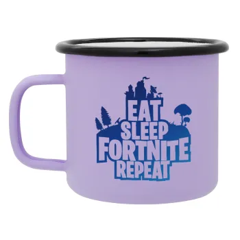 Eat Sleep Fortnite Repeat, Κούπα Μεταλλική εμαγιέ ΜΑΤ Light Pastel Purple 360ml