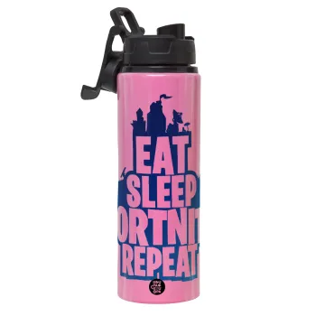 Eat Sleep Fortnite Repeat, Metallic water bottle with safety lid, 850ml aluminum